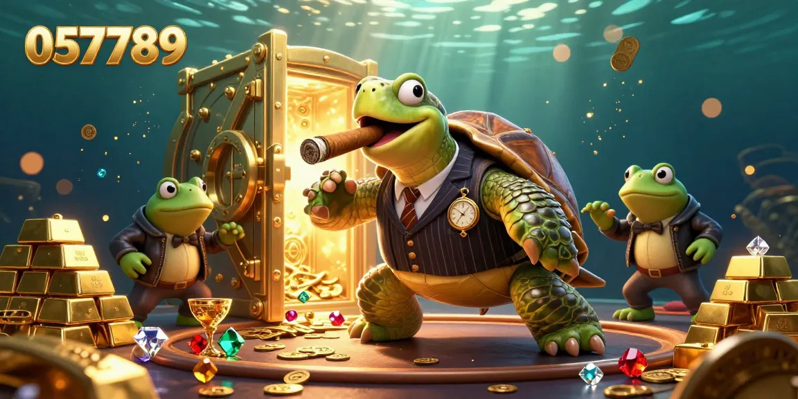 Experience thrilling casino action with 057789 featuring a cartoon turtle mobster and frog enforcers.